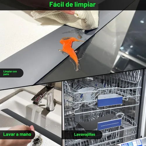 Miniatura 6 de KindGa - Cubierta de silicona para cubrir los espacios entre la mesada y la cocina, cubierta larga para tapar los espacios entre los Negro