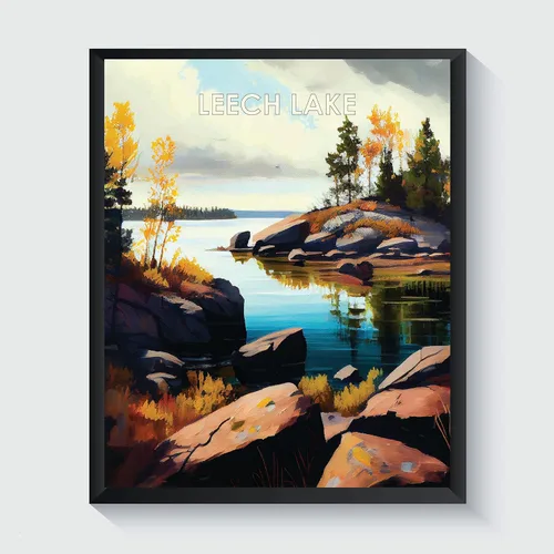 Miniatura 37 de Yellowstone Lake - Póster impreso artístico, ilustración, arte de pared, decoración de paisaje retro, paisaje, obra de arte para decoración de Lago