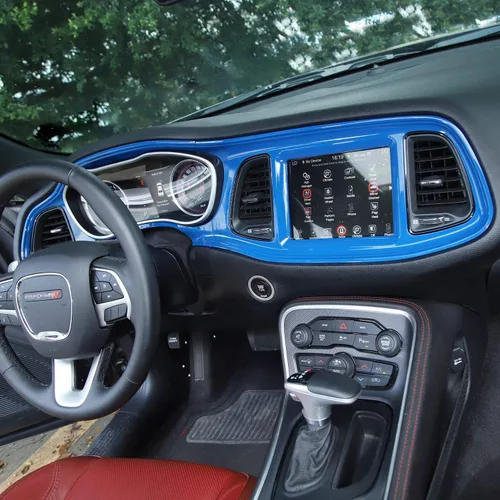 Miniatura 4 de Voodonala para Consolas Centrales Challenger, Cubierta Protectora del Tablero de Instrumentos para 2015-2024+ Dodge Challenger, Accesorios Azul