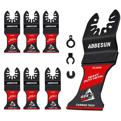 Miniatura 9 de Paquete de 2 hojas de sierra oscilantes de carburo para cortar clavos, cuchillas multiherramienta de liberación rápida para material duro, metal