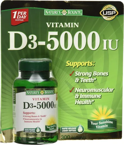 Miniatura 4 de Nature's Bounty Vitamina D3 para la salud inmune 5000 UI, liberación rápida 400 cápsulas blandas