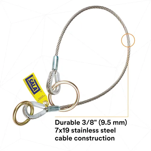 Miniatura 5 de 3M DBI-SALA 5900550 Conector de anclaje, adaptador de amarre de cable de 4 pies, tipo pasante, plateado