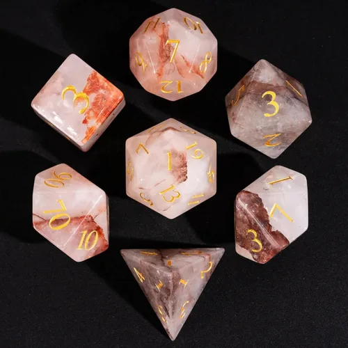 Miniatura 30 de UDIXI Juego de dados de piedras preciosas de amatista, dados DND de piedra de cristal D&D con estuche de regalo para juegos de rol y juegos de mesa