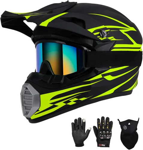 Miniatura 17 de Casco de motocross para niños y jóvenes aprobado por DOT, Casco de cara completa para ATV, moto de todoterreno y bicicleta de tierra para adultos