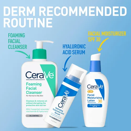 Miniatura 7 de CeraVe AM Loción hidratante facial con SPF 30, hidratante facial sin aceite con SPF, formulado con ácido hialurónico, niacinamida y ceramidas,