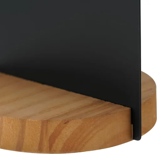 Miniatura 7 de SOFFEE DESIGN Reloj de mesa de una pieza con hoja de hierro con base de madera, reloj de escritorio sin tictac funciona con pilas para sala de Negro