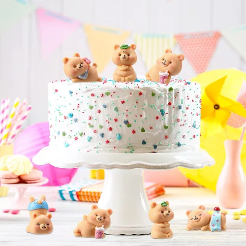Miniatura 4 de HyDren 15 figuras en miniatura de oso lindo oso para decoración de baby shower, decoración de pasteles de resina, decoración de pasteles, jardín