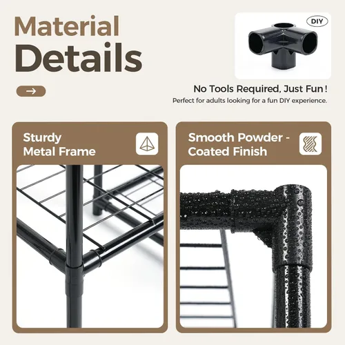Miniatura 6 de Bamworld Soporte para plantas para interiores y exteriores, estante grande de metal de 11 niveles para plantas, soportes de flores de varios Negro