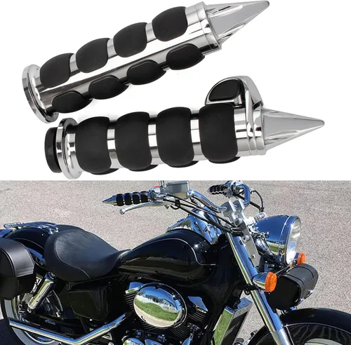 Miniatura 6 de Motocicleta 1 "mano apretones extremo barra manillar Spike cromo negro aluminio caucho
