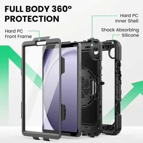 Miniatura 5 de SEYMAC Funda protectora resistente a prueba de golpes para Samsung Galaxy Tab A9 de 8.7 pulgadas 2023 (SM-X110/X115/X117), resistente a prueba
