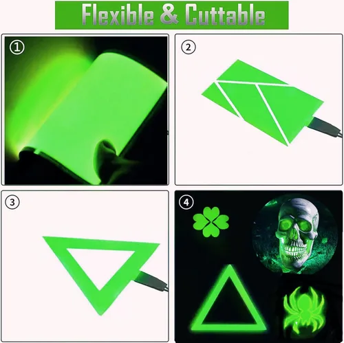 Miniatura 2 de Panel LED flexible, lámina electroluminiscente EL Cinta cortable suave para máscara de ojos, cosplay, decoración de fiesta, bricolaje - Luz Verde