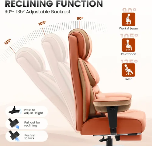 Miniatura 6 de Silla de escritorio de oficina BestGlory, silla de cuero para juegos grande y alta con reposapiés, sillas de computadora ejecutivas ergonómicas