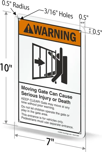 Miniatura 6 de SmartSign Letrero de "Advertencia: puerta móvil puede causar lesiones o muerte" Aluminio de 7 x 10 pulgadas