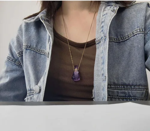 Miniatura 53 de Perfume Bottle Necklace Heart Shape, Amethyst Necklace Healing Crystal for Women, Essential Oil Diffuser Bottle Necklace Jewelry for Liquid