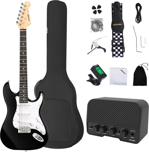 Miniatura 15 de AODSK - Guitarra eléctrica con amplificador, kit para principiantes de 39 pulgadas de cuerpo sólido de tamaño completo, todos los accesorios