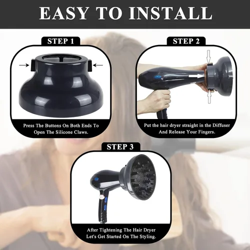 Miniatura 4 de Accesorio Difusor de Secador de Pelo Universal Ajustable Profesional Herramienta de Salón para Cabello Rizado Se Ajusta a la Mayoría de Secadores