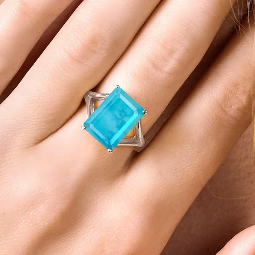 Miniatura 51 de Gem Stone King Anillo de compromiso solitario con piedra preciosa de corte esmeralda de 0.551 x 0.394 in para mujer, plata de ley 925, anillo