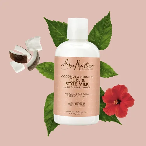 Miniatura 14 de SheaMoisture Curl & Style Milk Coco e Hibisco con Proteína de Seda y Aceite de Neem para Cabello Grueso, Definido y Rizado Comercio Justo, Sin