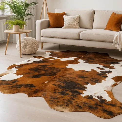 Miniatura 12 de rodeo Alfombra de Cuero de Vaca Auténtico con Pelo de Grano Completo: Alfombra con Estampado Animal Real para Decoración del Hogar Occidental