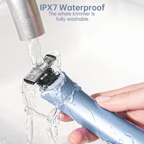 Miniatura 9 de Recortadora de bikini para mujer, maquinilla de afeitar eléctrica 2 en 1 sin dolor con doble cabeza, IPX7, impermeable, afeitadora facial y corporal