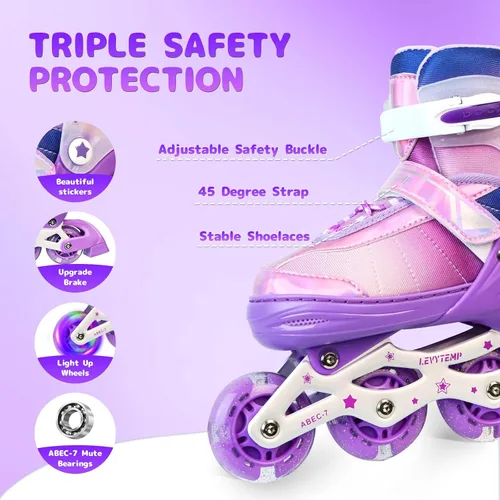Miniatura 3 de Patines en línea ajustables para niños, niñas y adultos, patines con todas las ruedas que se iluminan para exteriores, para principiantes, jóvenes