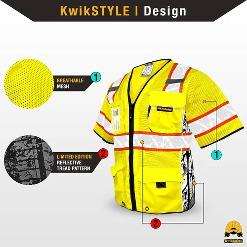 Miniatura 2 de KwikSafety - Charlotte, NC - Chaleco de seguridad premium EXECUTIVE HIGHWAYBOSS [Edición limitada] Clase 3 Probado por ANSI Cumple con OSHA Amarillo