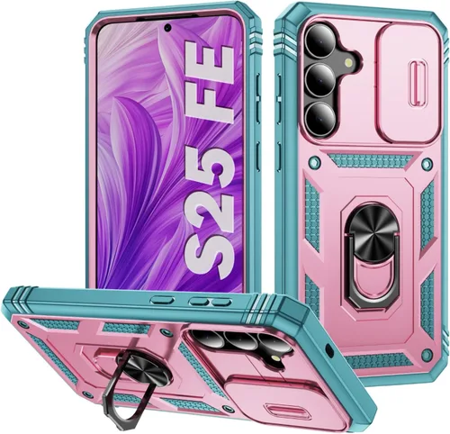 Miniatura 19 de PASNEW Funda para Samsung Galaxy S22 Ultra 5G, cubierta de cámara deslizante y soporte de dedo de metal giratorio de 360°, militar, resistente, a