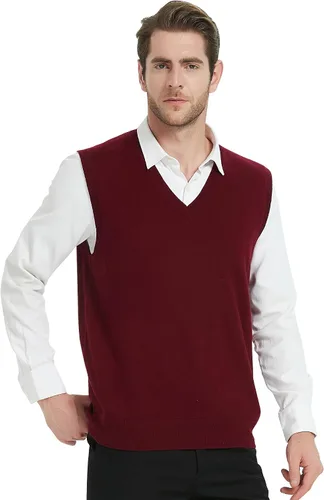 Miniatura 9 de Kallspin Chaleco de mezcla de lana de cachemira para hombre con cuello en V