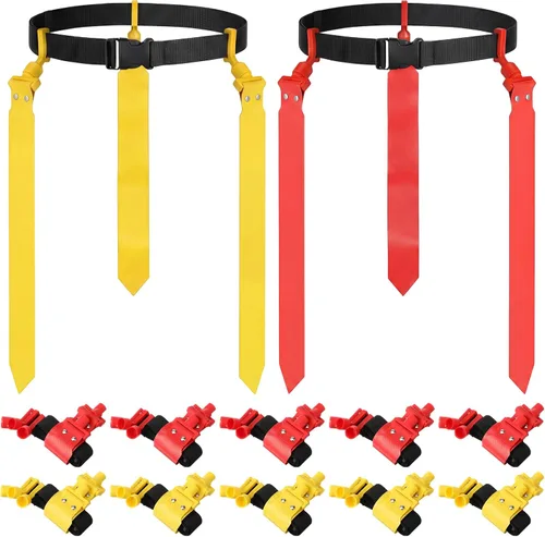 Miniatura 22 de Hungdao Cinturones y banderas de fútbol para 10/12 jugadores, cinturones de fútbol ajustables para niños, adolescentes, adultos, entrenamiento