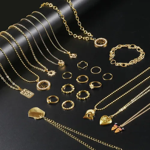 Miniatura 5 de Ecoofor Cadenas de collar de oro para hacer joyas, 62.3 pies, 8 rollos de cadenas de joyería para hacer collares, pulseras y joyas con anillos