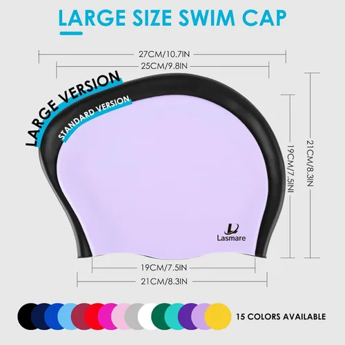 Miniatura 2 de Large Long Hair Swim Cap with Extra Room for Women Men, Silicone Swimming Cap for Long Thick Hair with Ear Plugs Nose Clip Set, Adult Waterproof