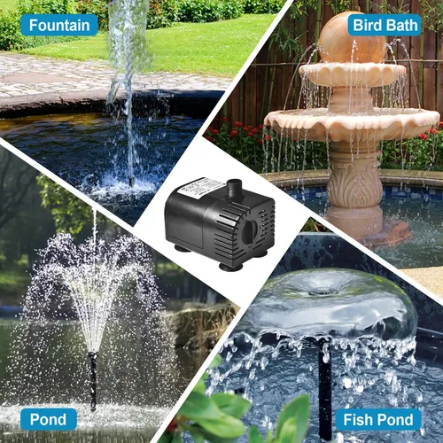 Miniatura 9 de ECO-WORTHY Bomba de fuente de agua solar de 449 GPH con protección mejorada de funcionamiento en seco, bomba sumergible sin escobillas, 12V-24V CC