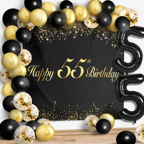 Miniatura 27 de Juego de globos negros de feliz cumpleaños 70 – Decoración de guirnalda temática de fiesta con texto en inglés "Cheers to 70 Years Old Party Theme