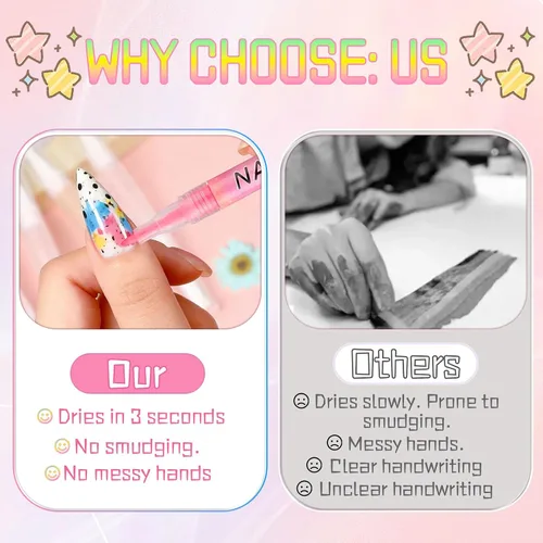 Miniatura 5 de Juego de bolígrafos de arte de uñas de 12 colores, bolígrafos de esmalte de uñas 3D, bolígrafos de arte de uñas para puntear, dibujar, pintura