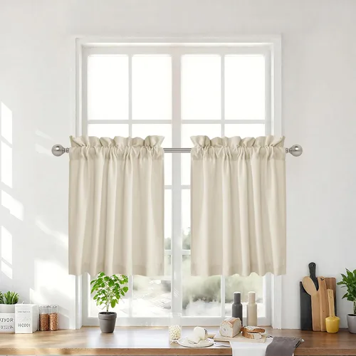 Miniatura 40 de RYB Home - Cortinas semitransparentes de lino Angora