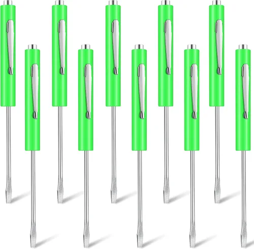 Shimeyao Juego de 20 destornilladores de cabeza plana de bolsillo, pequeños destornilladores magnéticos de bolsillo, mini clips a granel, Verde