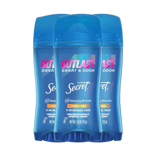 Secret Outlast - Desodorante antitranspirante para mujer, protección contra el sudor y el olor, minerales de equilibrio de ph, sólido invisible,
