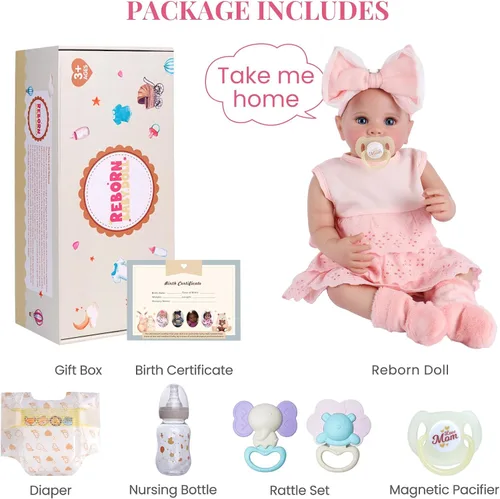 Miniatura 6 de BABESIDE Muñecas de bebé Reborn – Muñeca realista de cuerpo suave de 17 pulgadas para niña despierta, muñeca de bebé de la vida real con caja