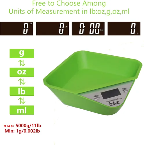 Miniatura 3 de Báscula digital de cocina báscula electrónica multifunción para alimentos con cuenco extraíble máx. 11 lb/5 kg