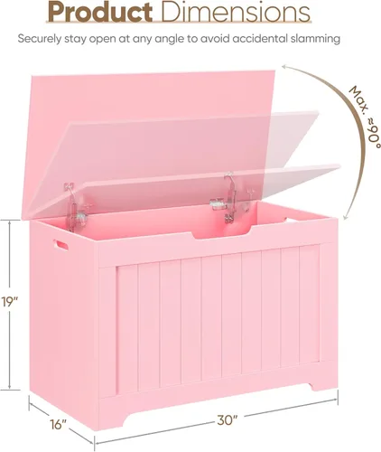 Miniatura 7 de SUPER DEAL Cofre de almacenamiento, organizador de caja de pecho de 30 pulgadas con 2 bisagras de seguridad, banco de almacenamiento de entrada