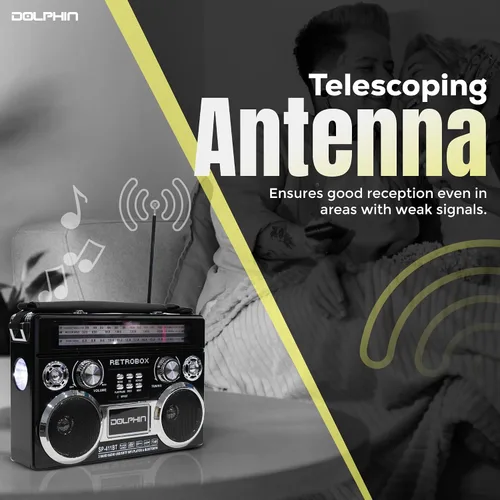 Miniatura 6 de Dolphin Radio AM/FM portátil Bluetooth RETROBOX (negro)