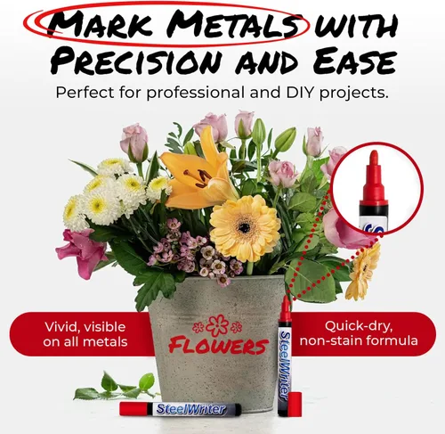 Miniatura 2 de Bolígrafo de Pintura para Metal - Marcador Industrial para Escribir y Dibujar en Acero y Metales - Marcadores de Pintura Lavables y Removibles