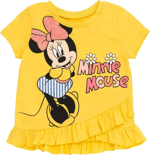 Miniatura 74 de Disney Minnie Mouse - Conjunto de camiseta floral arcoíris y pantalones cortos de cambray, tallas de bebé a niño grande (12 meses - 14-16)