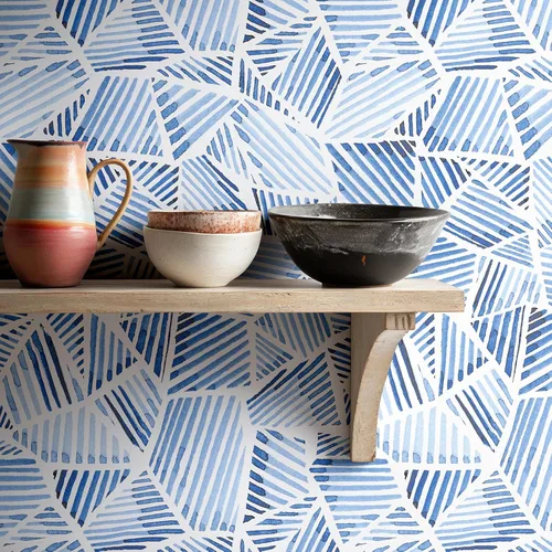 Miniatura 9 de RUSPEPA - Papel tapiz de despegar y pegar, tema de océano azul con diseño de arrecife de coral y vida marina, papel adhesivo impermeable