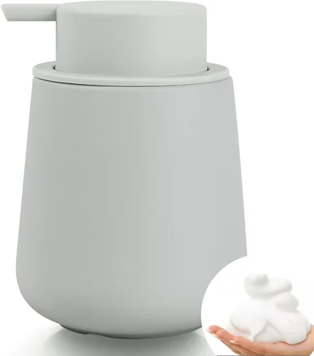 Miniatura 12 de Bosilunlife Dispensador de jabón espumoso de cerámica, dispensador de jabón de espuma de 12 onzas, dispensador de jabón líquido para encimera