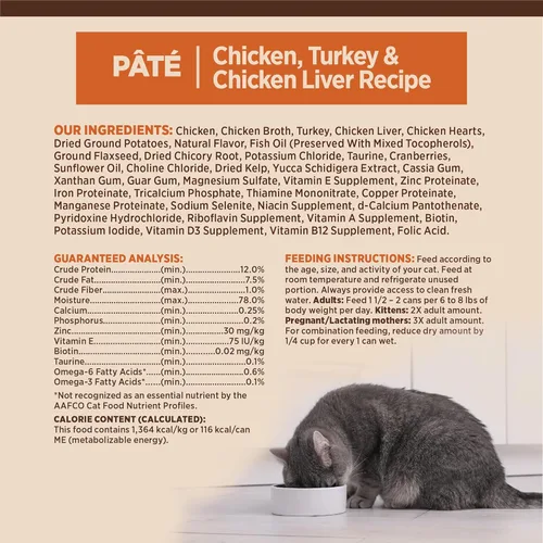 Miniatura 8 de Wellness CORE Pate - Alimento húmedo enlatado para gatos adultos, natural, rico en proteínas, sin granos, receta de pollo y pavo, 3 onzas, paquete