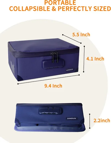 Miniatura 6 de JUNDUN Tarjetero de índice con cerradura, caja plegable ignífuga para 1200 tarjetas flash de 3 x 5 pulgadas, cajas de almacenamiento de tarjetas