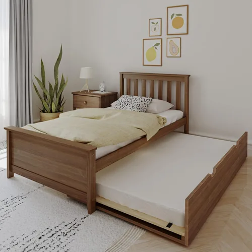 Miniatura 10 de Max & Lily - Cama individual, base de cama con cabecero para niños, listones, color blanco.