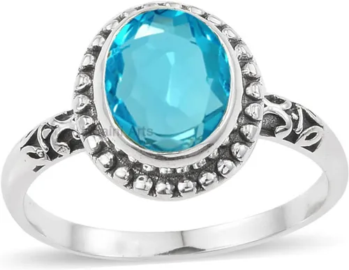 Miniatura 34 de Anillo de plata de ley 925 para mujer, anillo único de gema ovalada hecho a mano