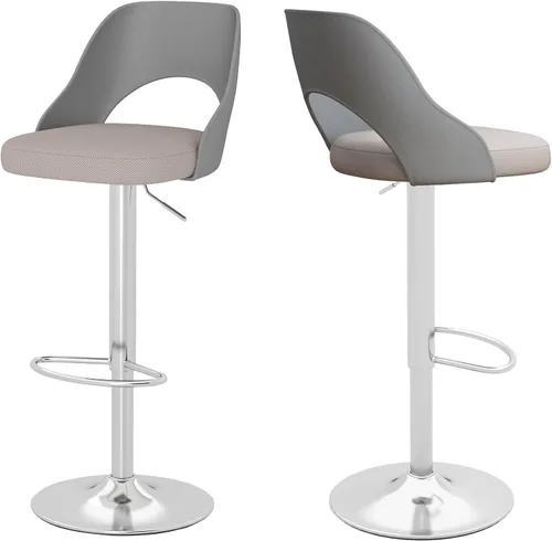 Miniatura 24 de HENGJIANYI Taburete de bar giratorio ajustable en altura con respaldo hueco, silla tapizada con base de metal negro, asiento negro